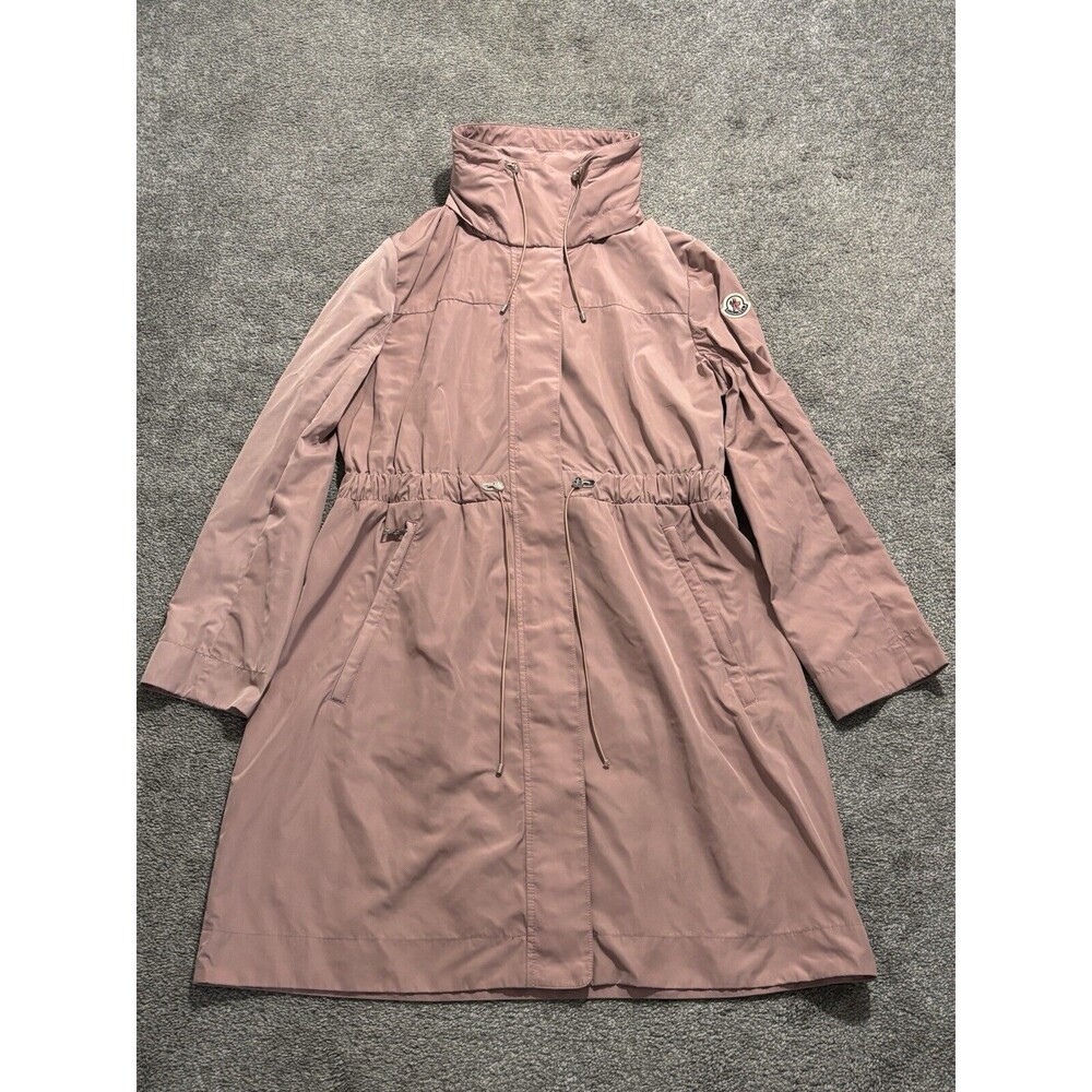 MONCLER Blush Pink Malachite Long Parka Trench Coat Size‎ 4 Authentic
